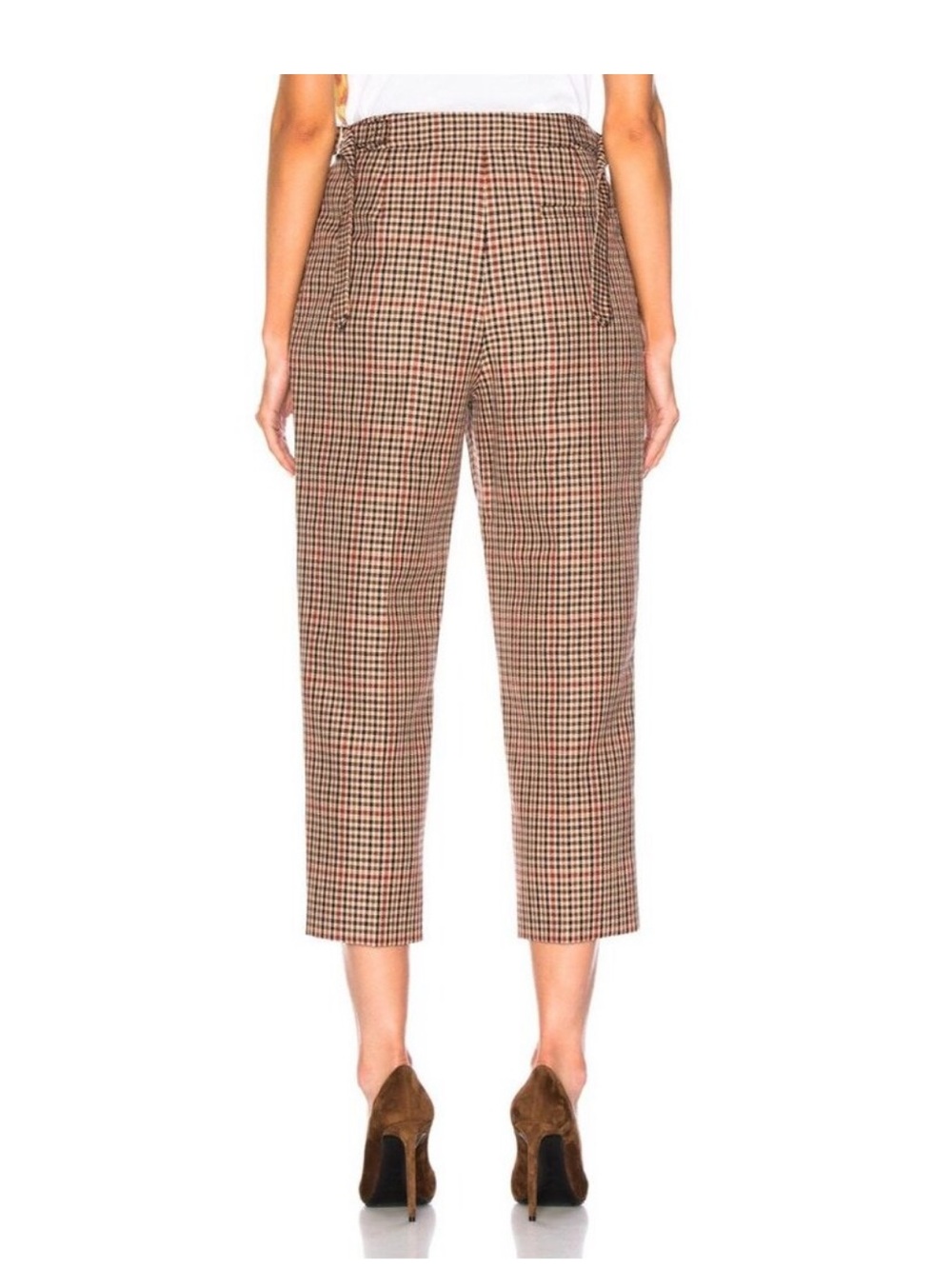 MONSE Brown Checked Cropped Ankle Pants - Picture 3 of 7
